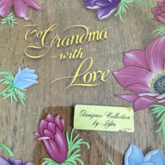 Lefton Japan 1989 To Grandma with Love Clear Floral Gold Accent Display‎ Plate - Picture 7 of 7